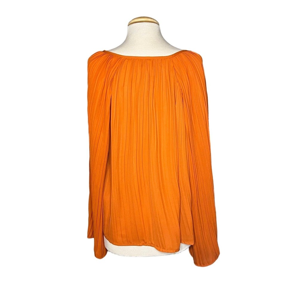Asos Orange Long-sleeve V-neck Tie-front Blouse Top Size 6 - Picture 4 of 8